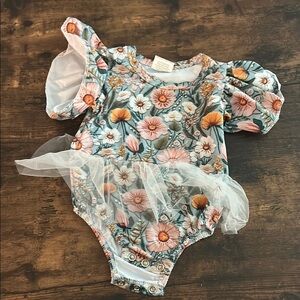 Floral Baby Romper with Tulle Skirt